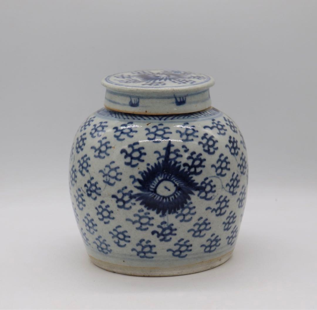 中国清時代染付壺アンティーク送料込み0406