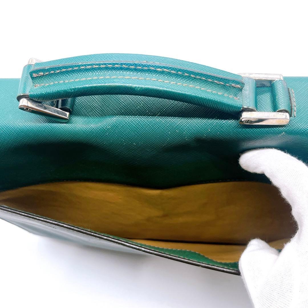 PRADA プラダ　メンズ　レザー　ビジネスバッグ　ブリーフケース　緑