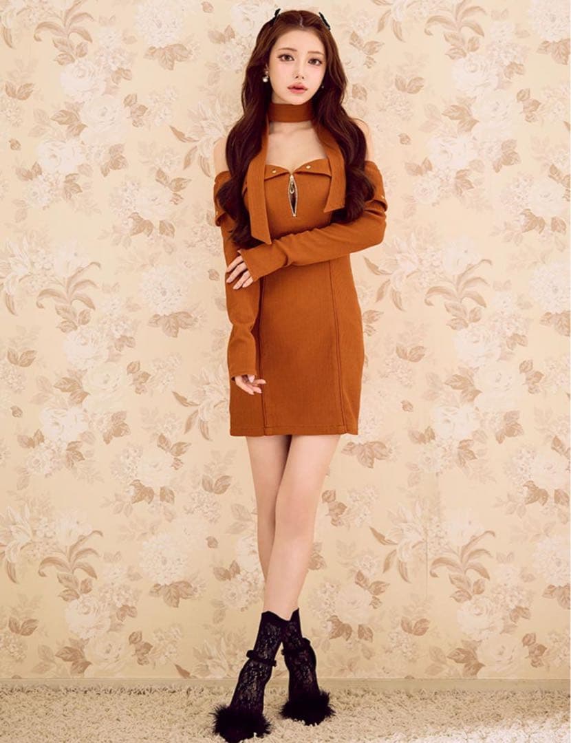 【JEWELS】2WAYネックロングスリーブオフショルタイトミニドレス