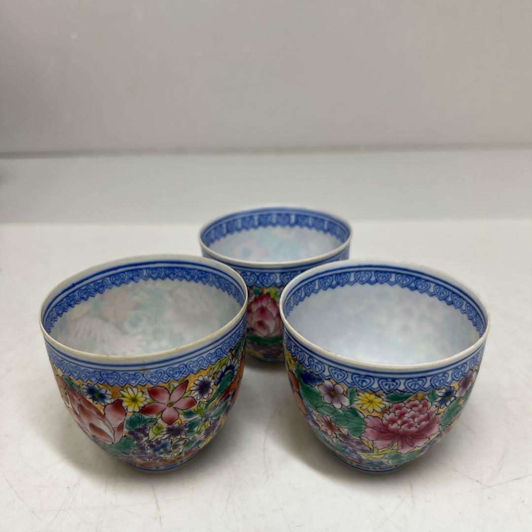 専用 中国美術 景徳鎮 薄胎茶碗3点 共箱 口径約6.3