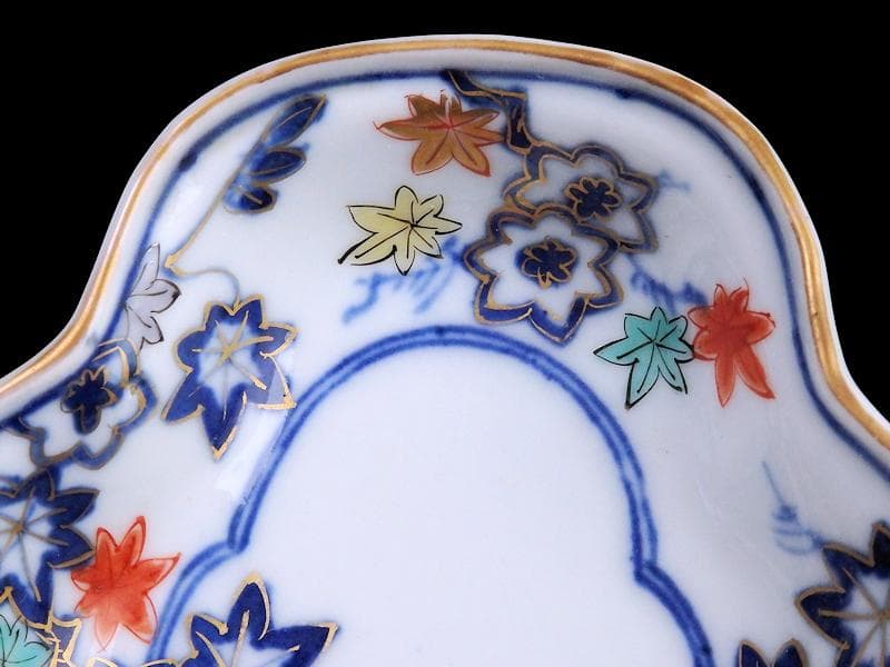 大聖寺伊万里 金襴手 紅葉の図 隅切長皿 N1071AS-DCl