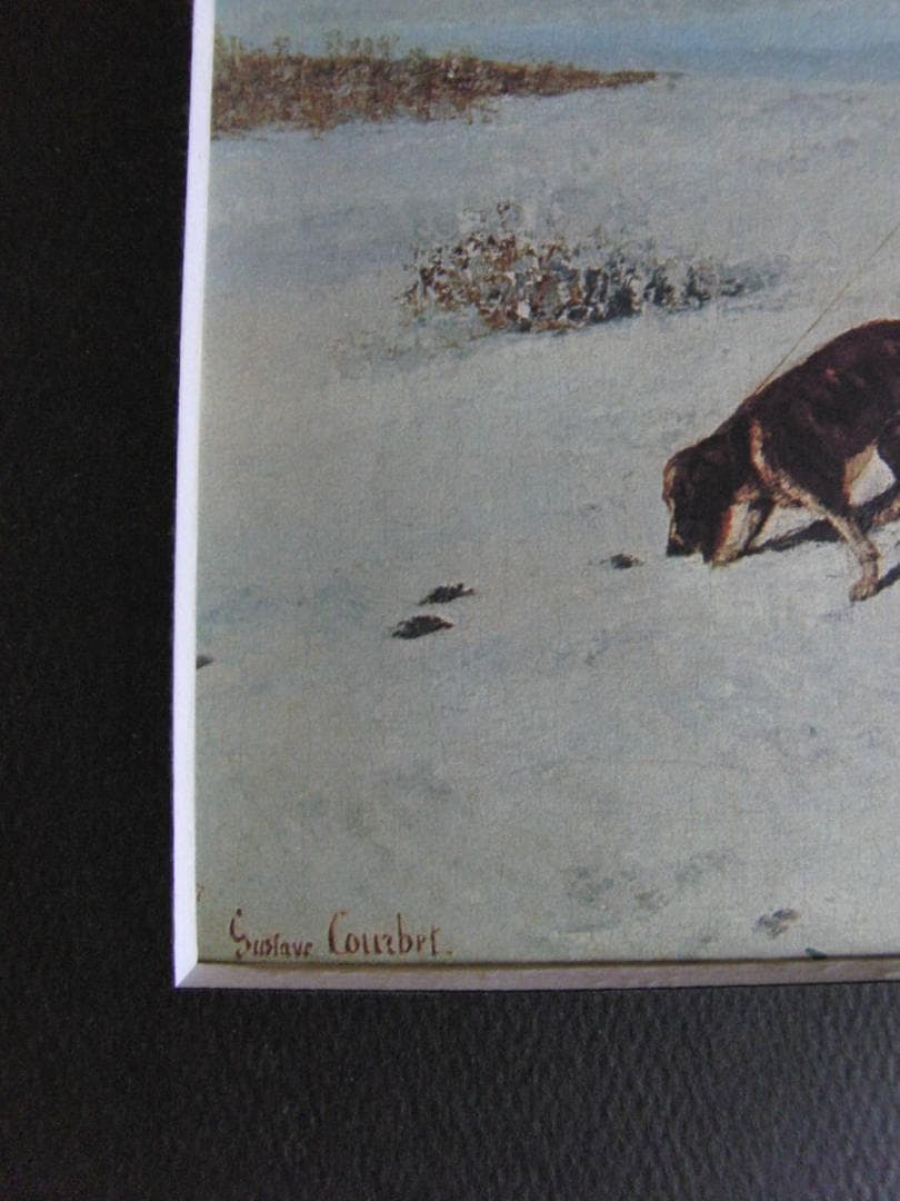 ギュスターヴ・クールベ、【密猟者】、希少な額装用画集より、状態良好、新品額装付