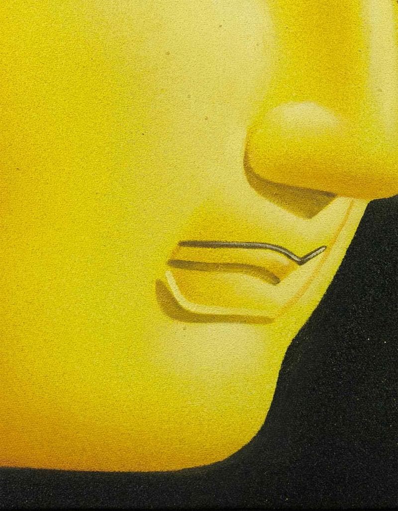 香月泰男　ミクストメディア　肉筆『仏頭』表と裏サイン　鑑定　F6　額無　b832