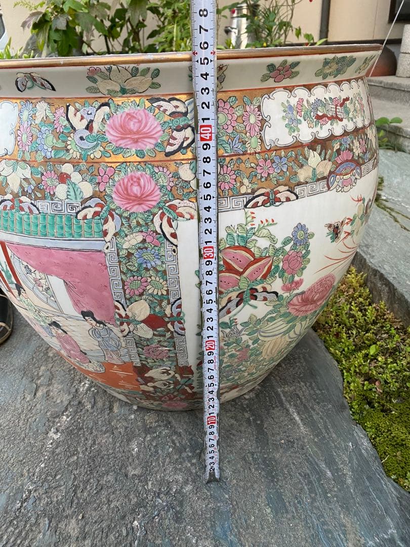 乾隆年製 水鉢 大型 睡蓮鉢 中国 金魚鉢 壺 骨董 - メルカリ