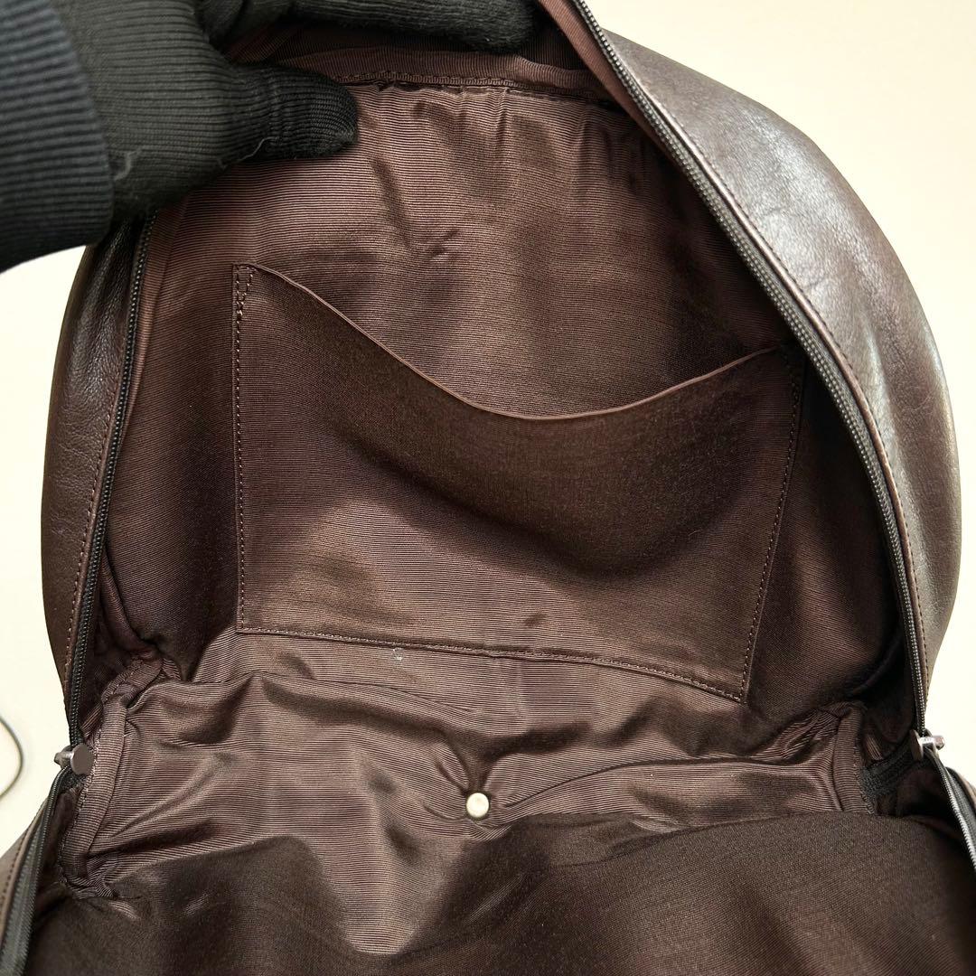 良品　ヨーガンレール　ハンドバッグ　持ち手編み込み　オールレザー　ブラウン