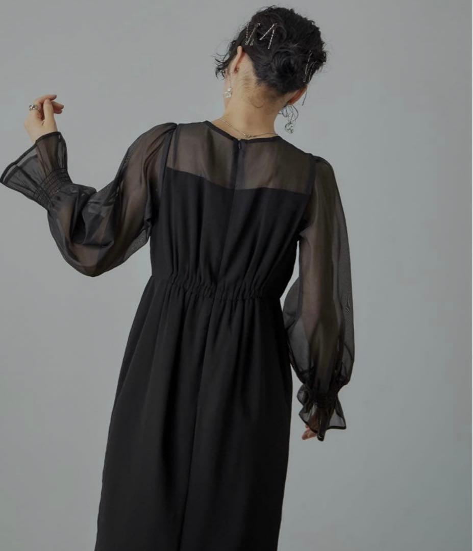 nianaビスチェ風　ボリュームスリーブシフォンドレス　結婚式　お呼ばれ