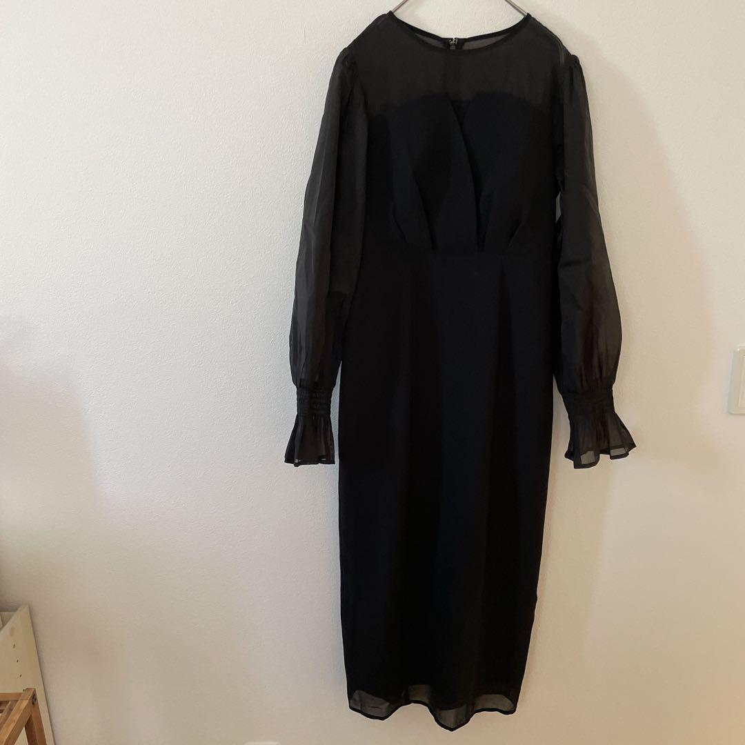 nianaビスチェ風　ボリュームスリーブシフォンドレス　結婚式　お呼ばれ