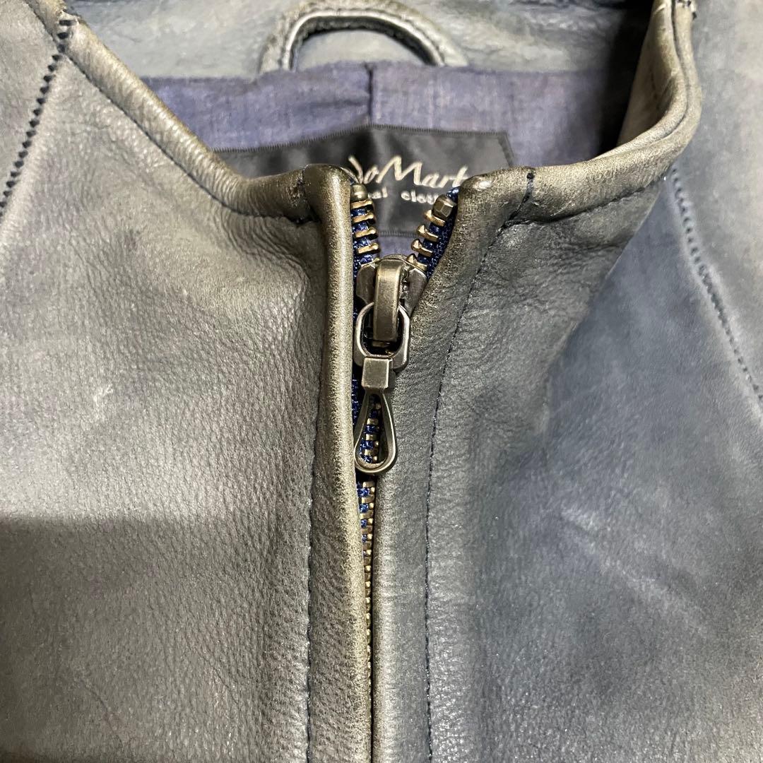 トルネードマート ブルー グレー 牛革 シングルライダース