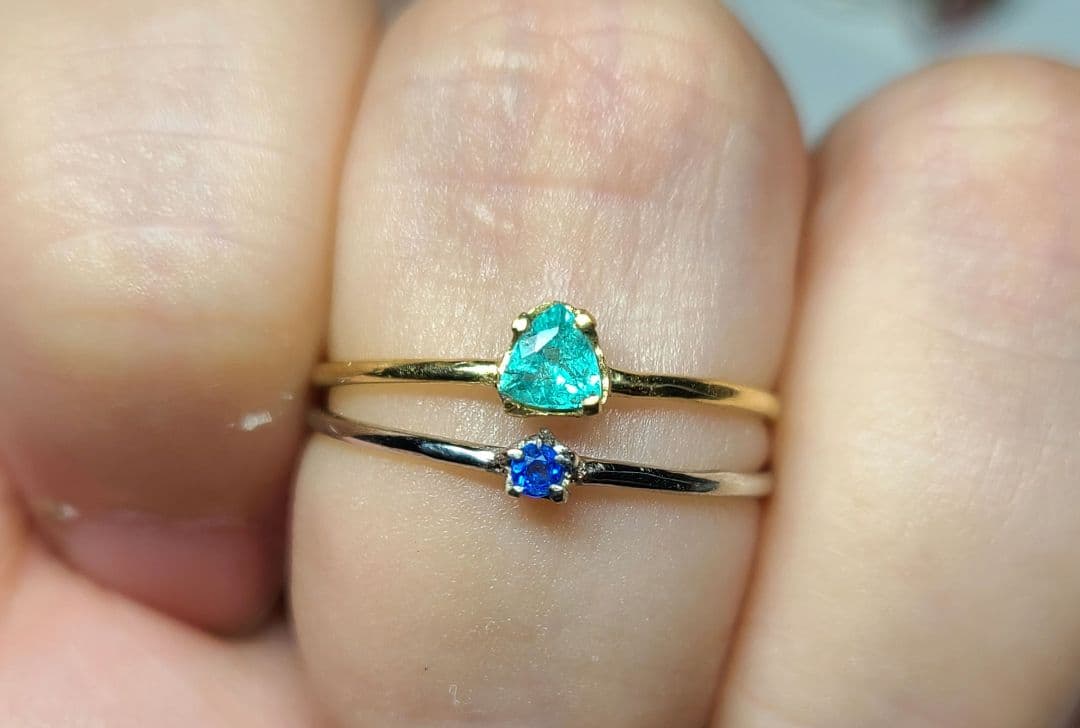 もちこ様専用☆バターリャパライバトルマリン&アウイナイト☆ リング