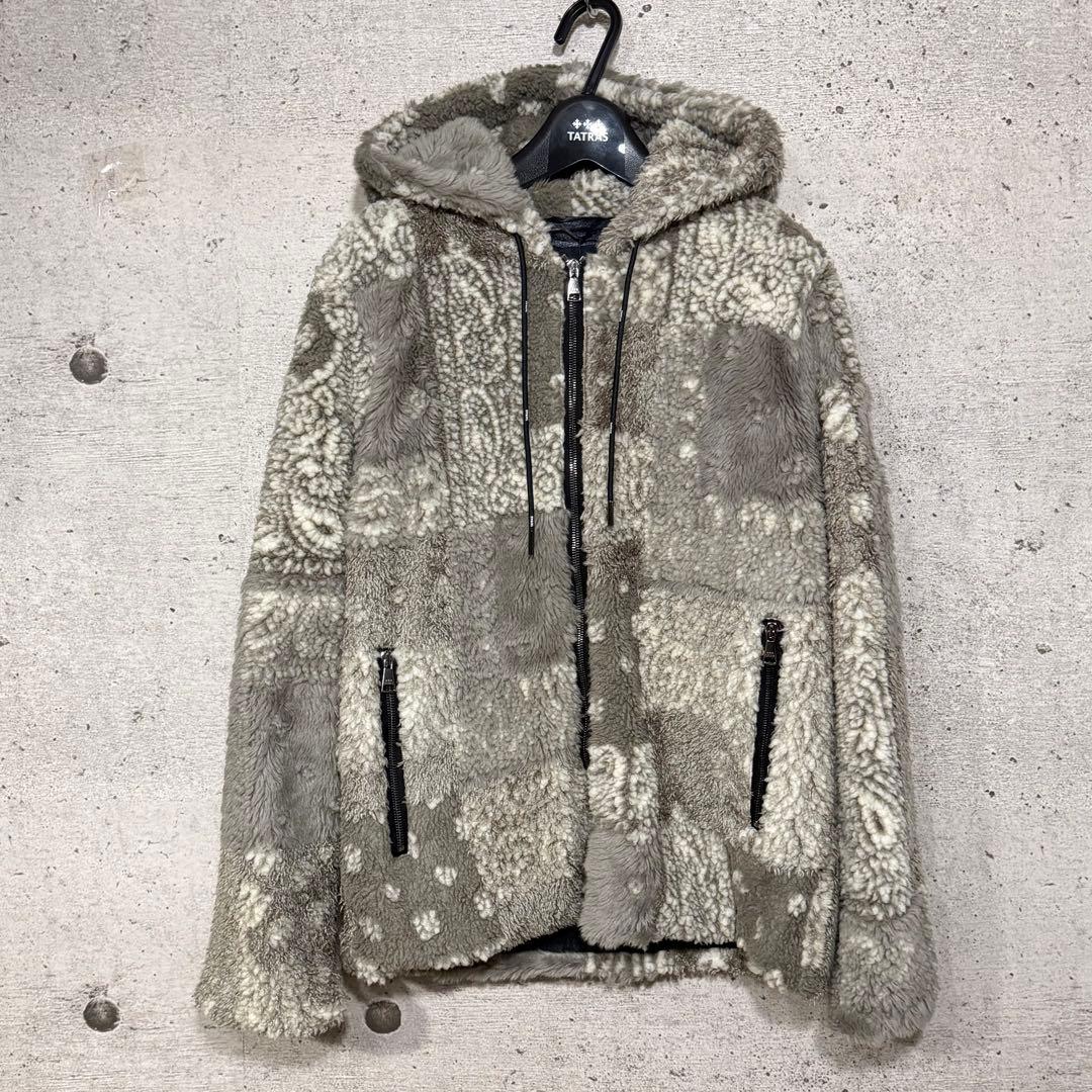 新品　タトラス　ボアジャケット　バンダナ柄　グレー　ブランドアウター　メンズ