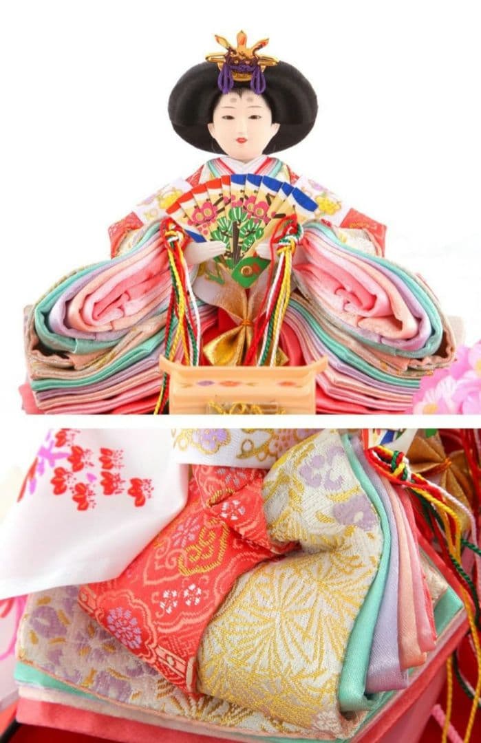 雛人形 ケース飾り 親王飾り 清玉作 芥子親王 コンパクト パールピンク