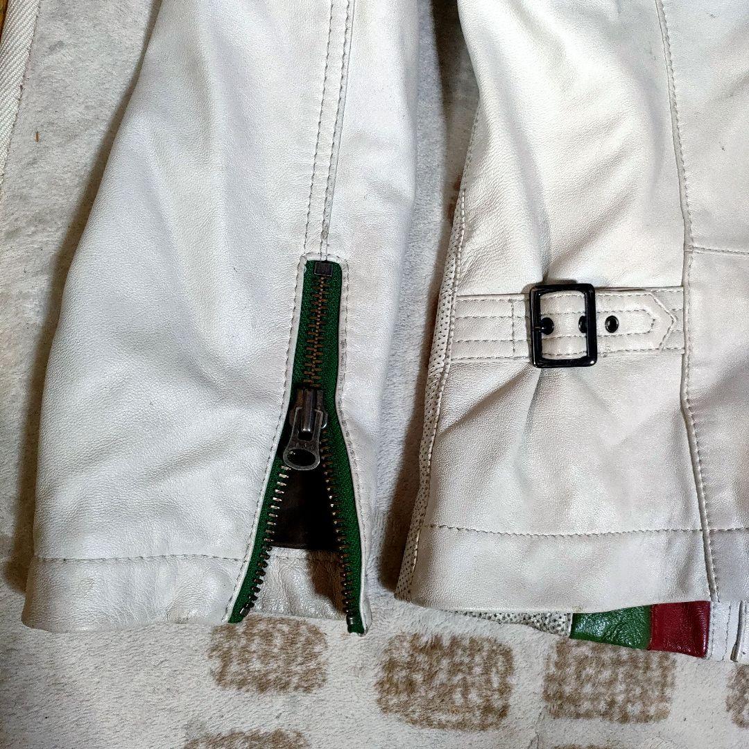 イタリアカラー ホワイトレザージャケット 本革