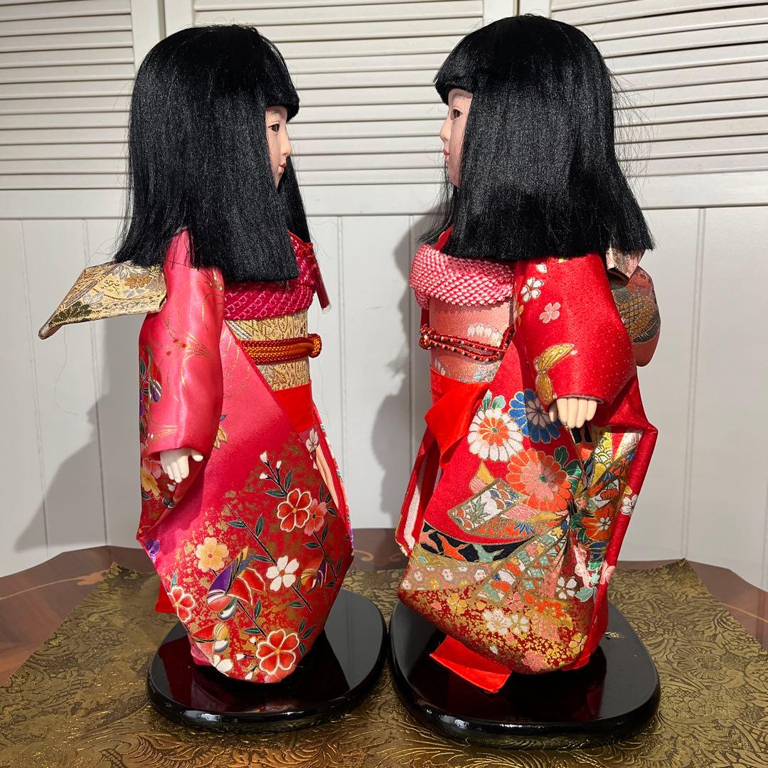 美品】可愛い 市松人形 日本人形 2体13号 47cm