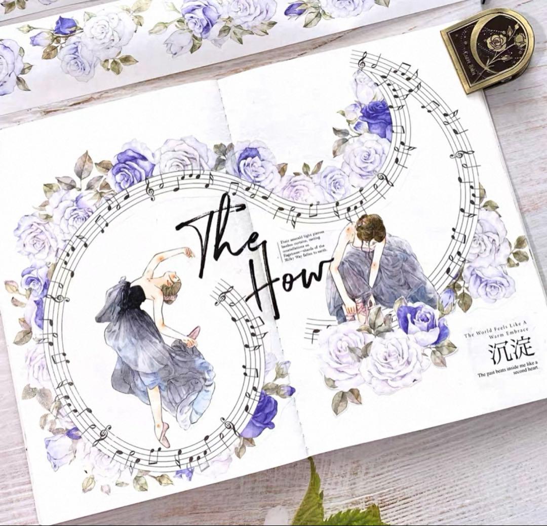 贝壳 情书 5cm×4.6m 海外マスキングテープ　海外マステ　花　バラ