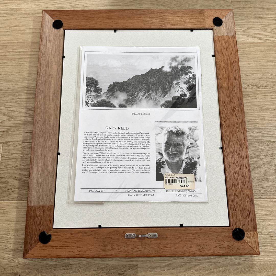 最後の出品】高級コアウッドのフレーム ハワイ熱帯植物の風景画 サイン