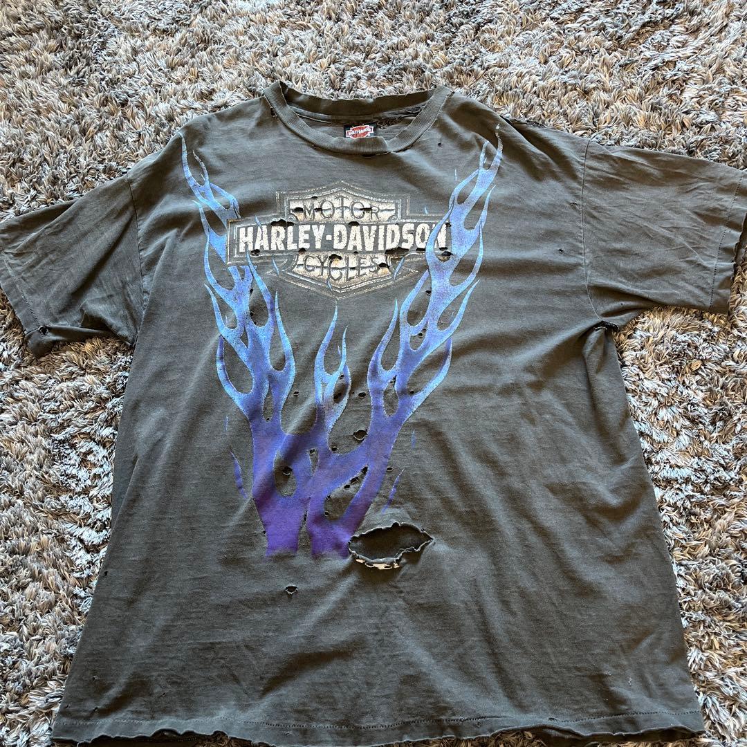 鬼フェード 90s harley davidson ブルーフレイム ボロフェード26.5cm