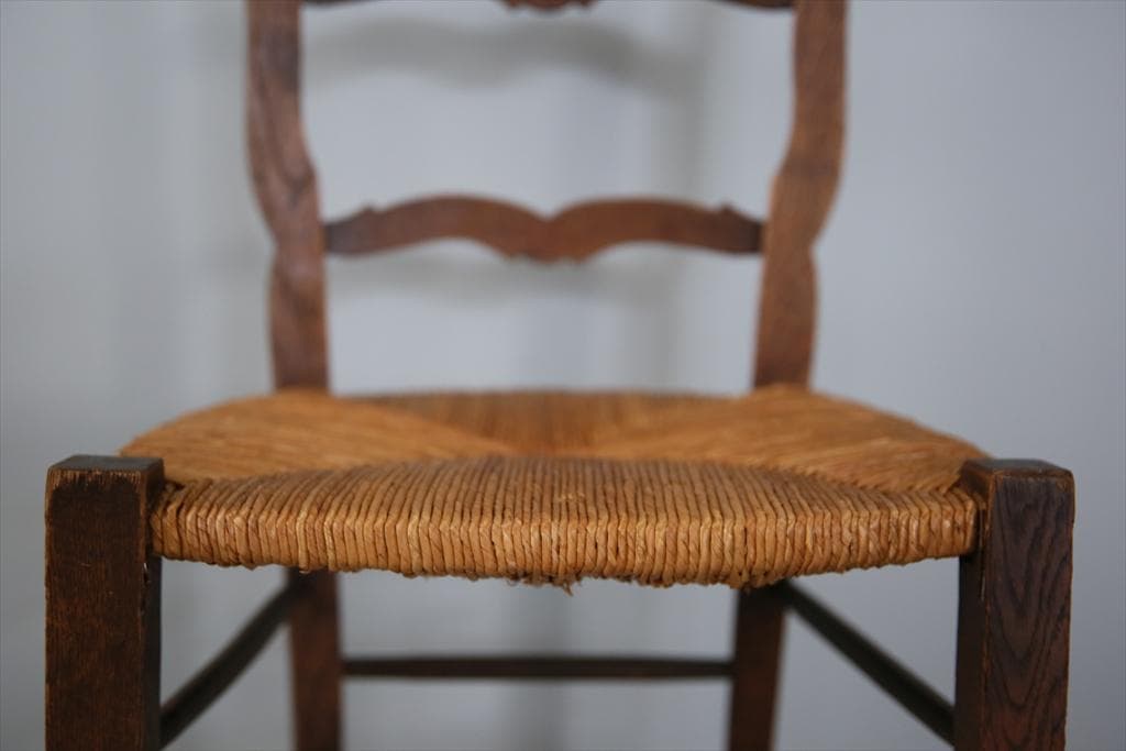 フランスアンティーク猫脚ダイニングチェア/椅子イス/ラッシュシート