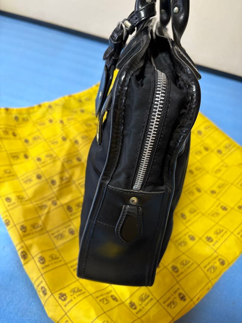 フェリージ　黒 ナイロン レザーバッグ タグ付き