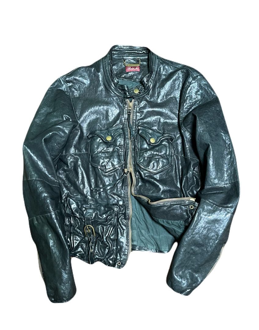 00s archive gimmick leather jacket Y2K M - メルカリ
