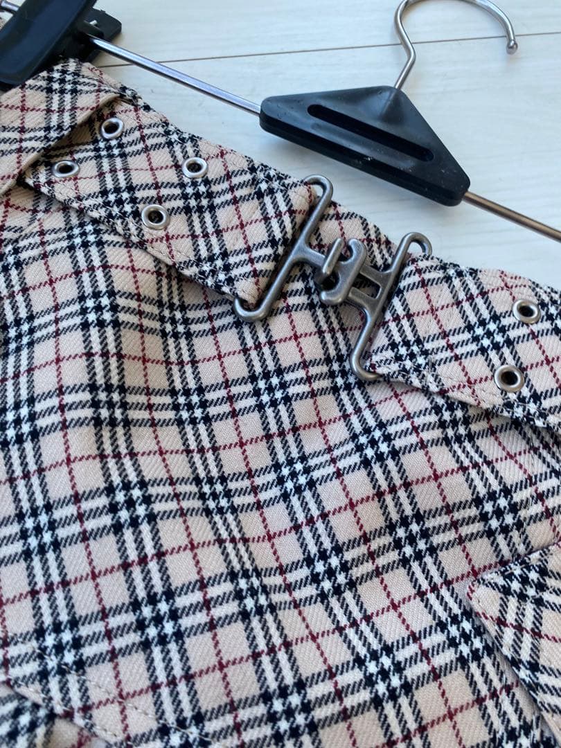 BURBERRY BLUELABEL チェック柄フレアスカート 36 ベルト付