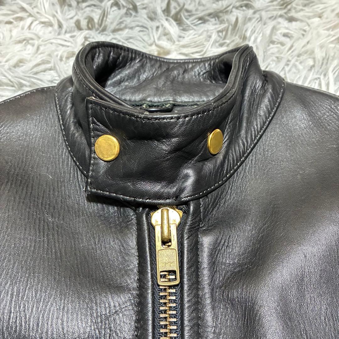 良品】FIRST genuine leather 本革 黒 金 シングル