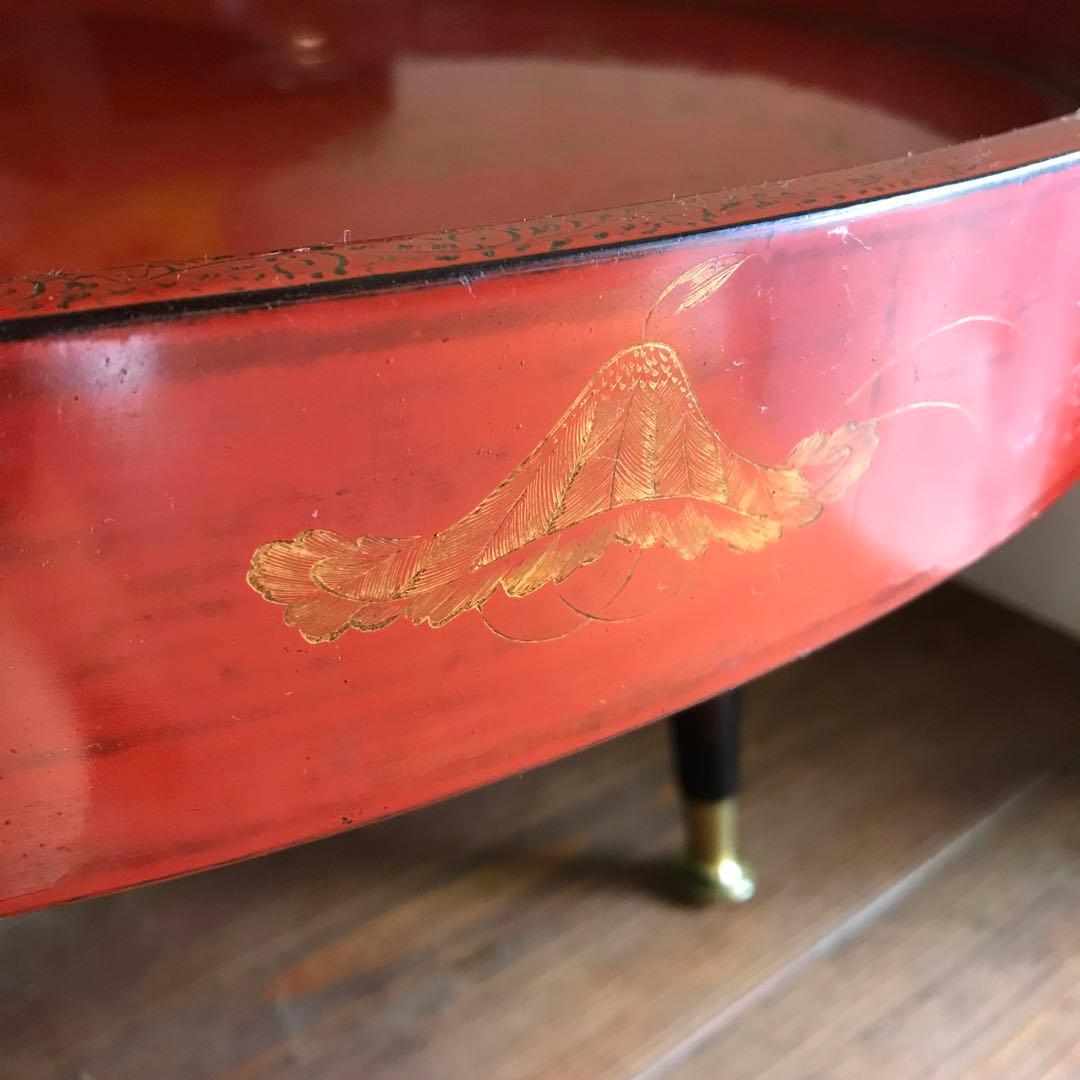 骨董 漆塗り 金彩 蒔絵 ちゃぶ台 飾り台 当時物 古道具 テーブル 脚