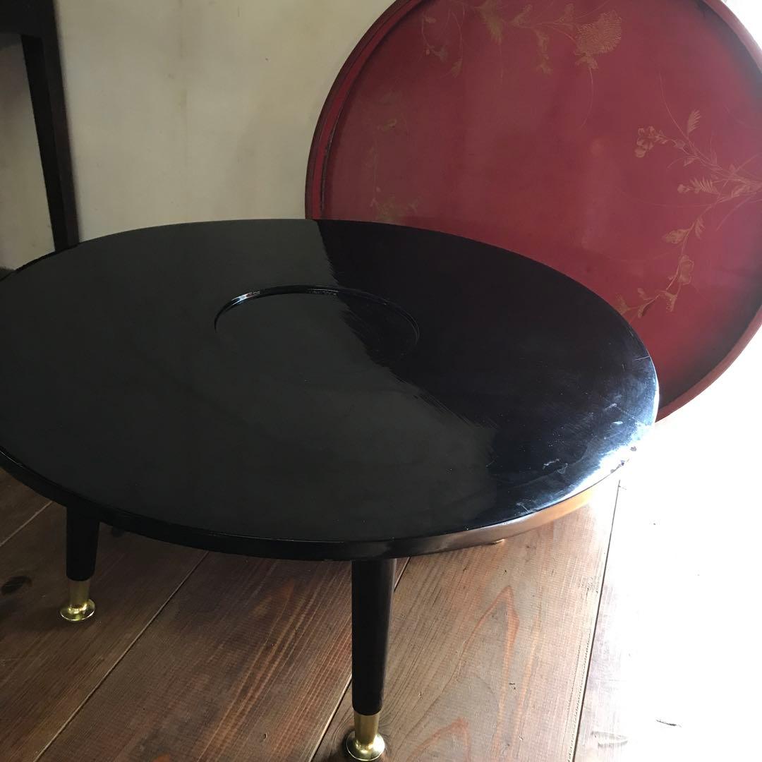 骨董 漆塗り 金彩 蒔絵 ちゃぶ台 飾り台 当時物 古道具 テーブル 脚