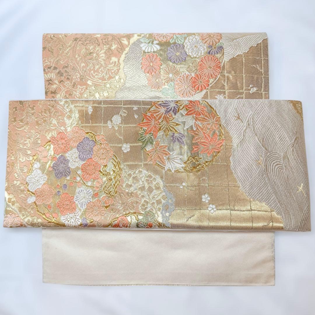 一体型 ワンタッチ帯 作り帯 マジックテープ 豪華 袋帯 二重太鼓