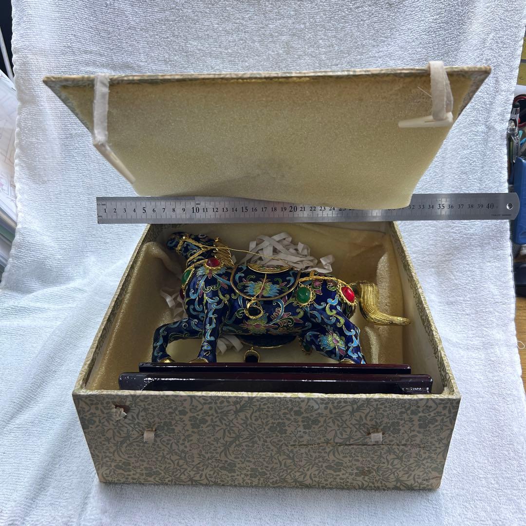 中国工芸 七宝焼 馬 金工細工馬置物 - メルカリ