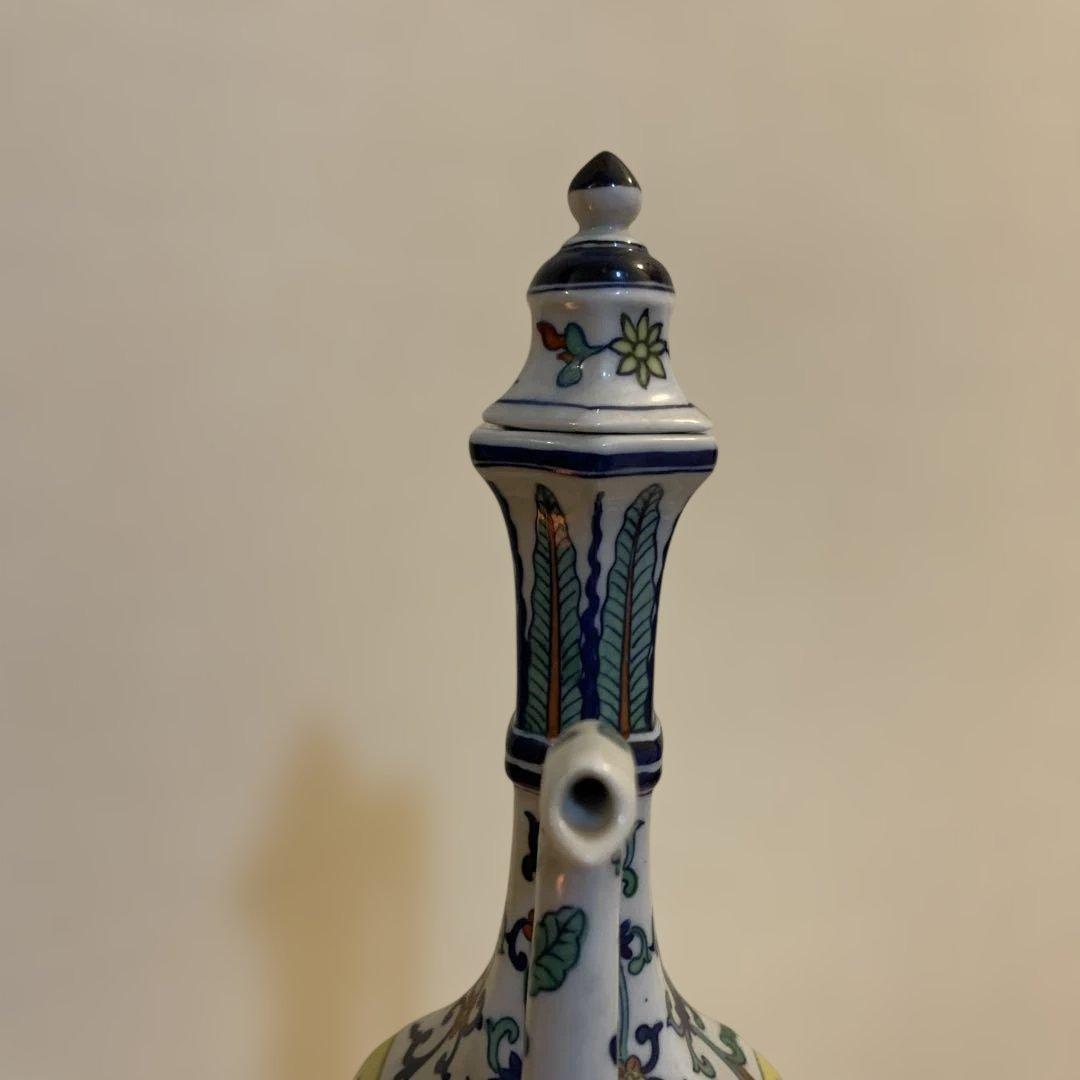 大明嘉靖年製　時代物　中国　古い水差し　手描き　高さ29㎝