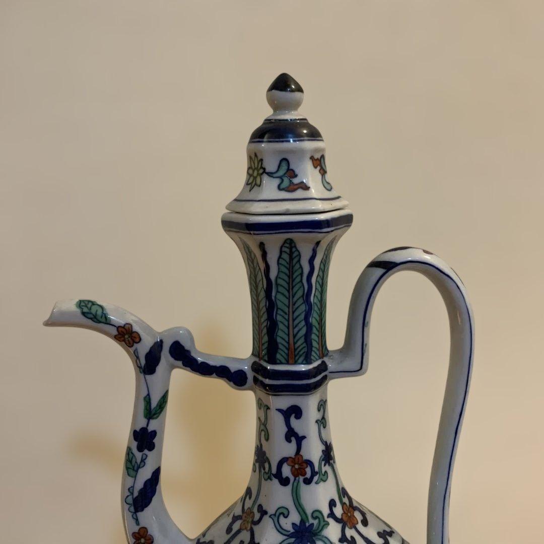 大明嘉靖年製　時代物　中国　古い水差し　手描き　高さ29㎝