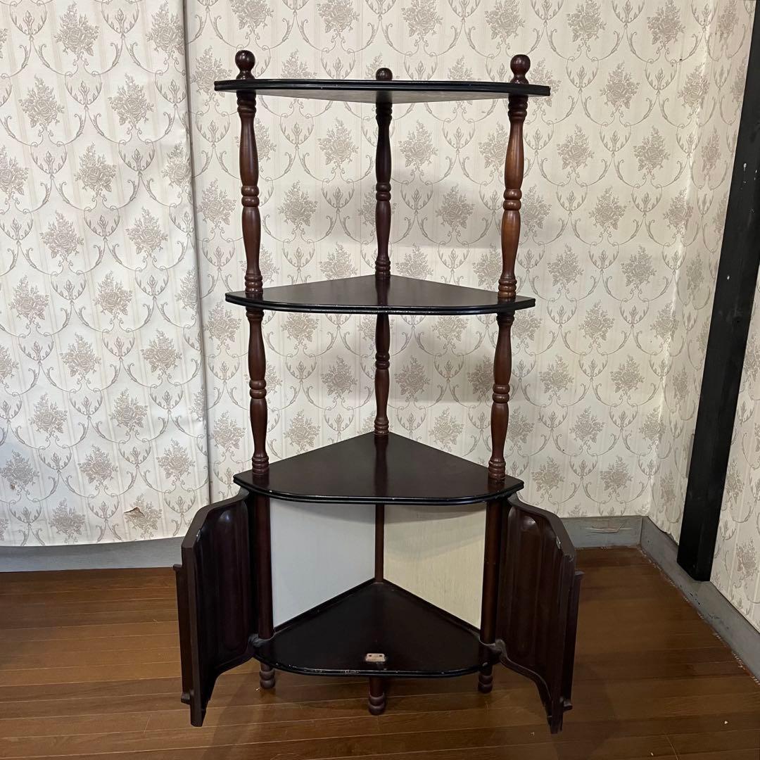 昭和レトロ 木製コールキャビネット コーナーラック 飾り棚 古家具