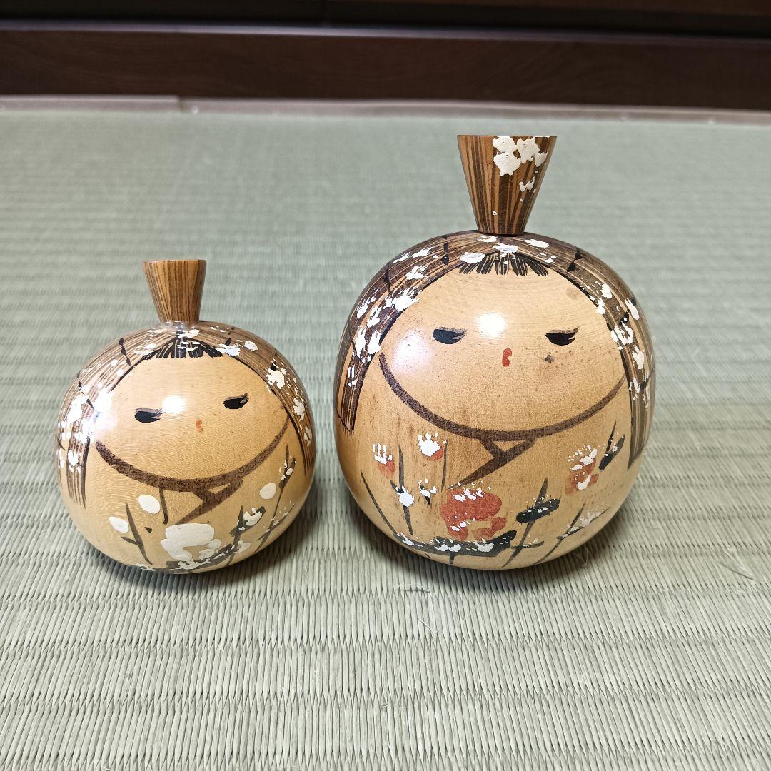 中古 こけし 人形 日本 木製 伝統 山中 三平 おだんご 女の子 S 中古
