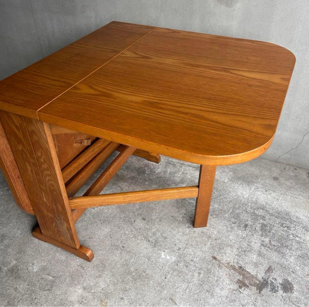 【ママりん】オールドビンテージ バタフライテーブル オーク材　無垢