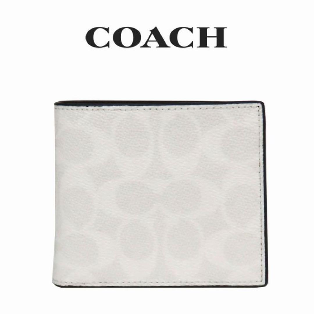 COACH 二つ折り財布 ホワイト - メルカリ