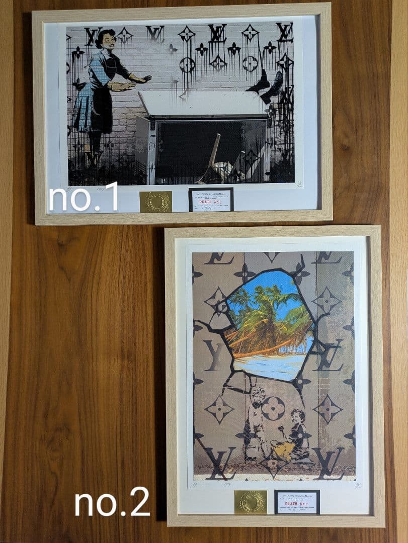 正規品DEATHNYC限定100枚 アートポスターバンクシー額付き(バラ売り可)