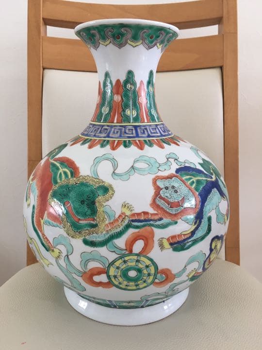 希少 花瓶 花生 唐物 中国美術  清時代 同治年製 色絵