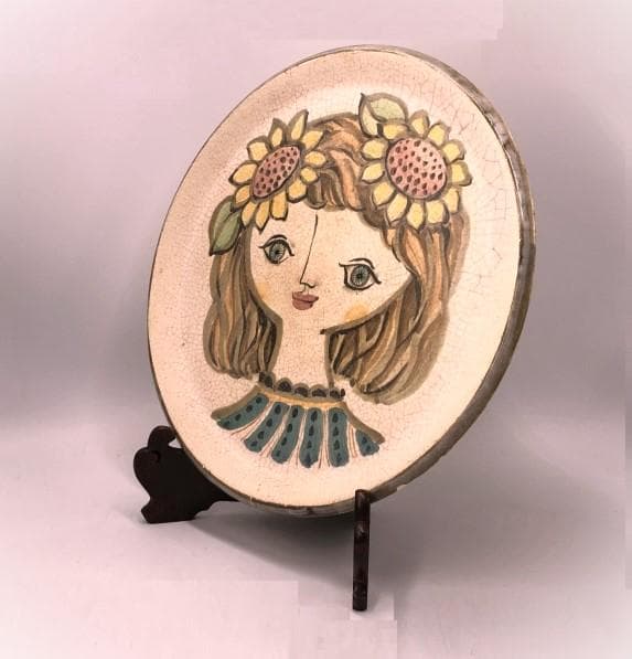 【 19世紀欧州ヴィンテージ絵皿 】『少女』　厚肉32ｃｍ