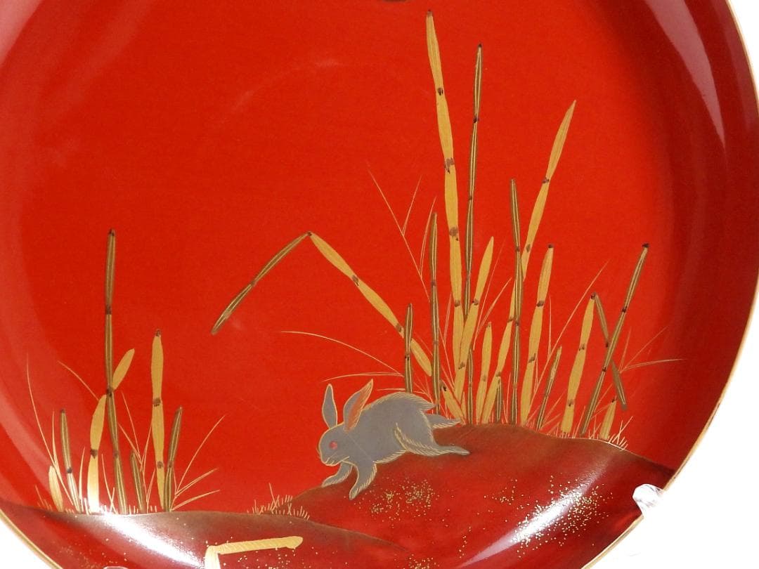 明治　朱塗　金蒔絵　漆器　木製　五ツ組　大盃 5点セット 直径約23.5cm