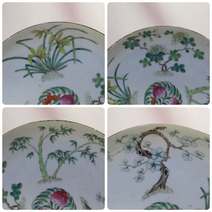 中国 清朝期 粉彩四君子鑑賞大皿② アンティーク 時代箱付0621 - メルカリ