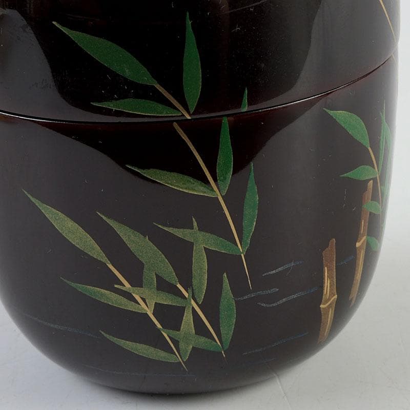 茶道具 蒔絵師 西村弘峰作 曳舟蒔絵 中棗 共箱 V 9343