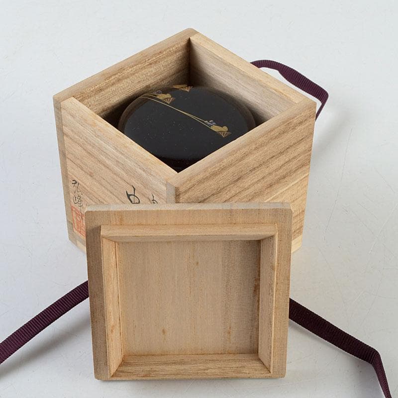 茶道具 蒔絵師 西村弘峰作 曳舟蒔絵 中棗 共箱 V 9343