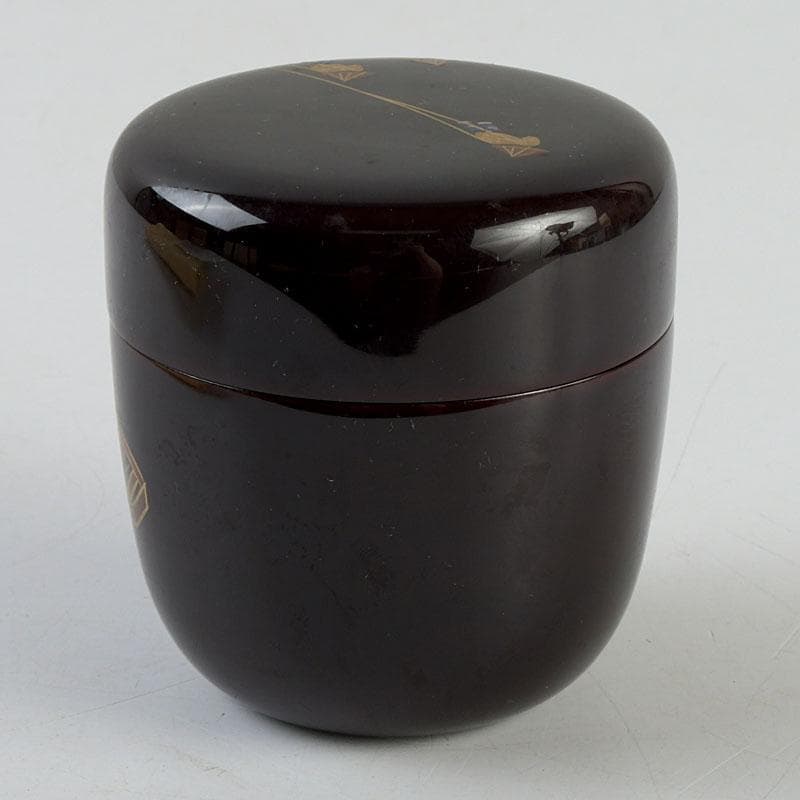 茶道具 蒔絵師 西村弘峰作 曳舟蒔絵 中棗 共箱 V 9343