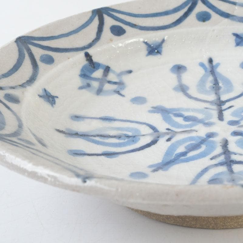 京焼 新開寛山作 染付 皿 五客 共箱 V 9671