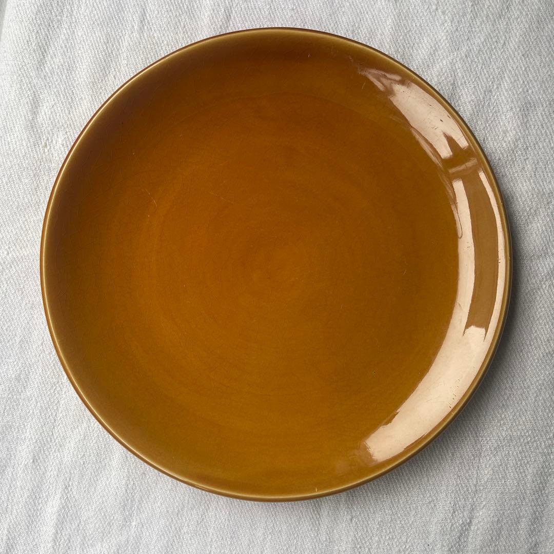 フランスヴィンテージ サンタマン窯 プレート2点イエローブラウン