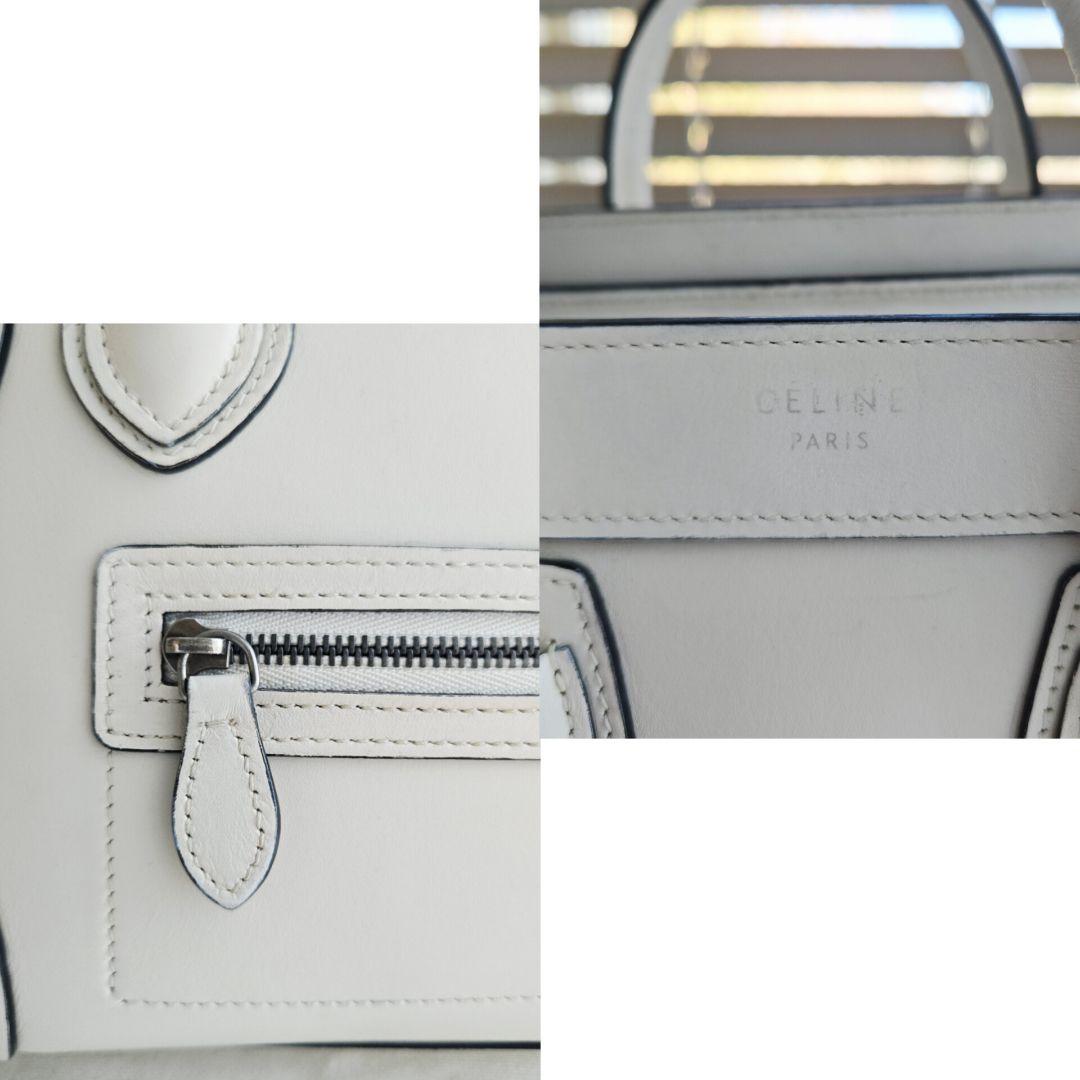 ⭐CELINE⭐ セリーヌ ナノラゲージ ハンドバッグ ホワイト ショルダー付き