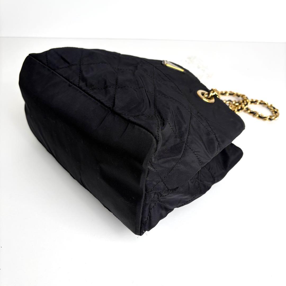 極美品 PRADA プラダ チェーン キルティング ショルダーバッグ ナイロン