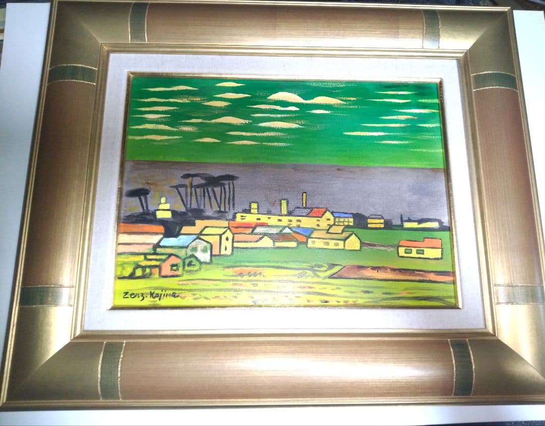 児島善三郎、絵画、油彩４号、秋郊、新品高級額縁、肉筆、山下清、東郷青児、鴨居玲。