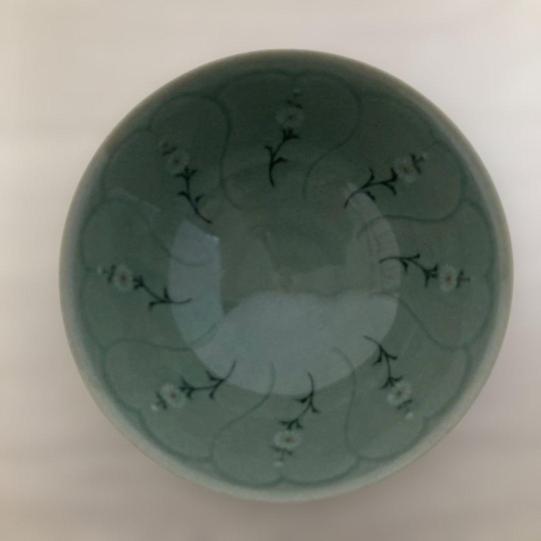 茶碗 漢青陶窯 韓国人気作家【金福漢】作 青磁茶碗 木箱付 青