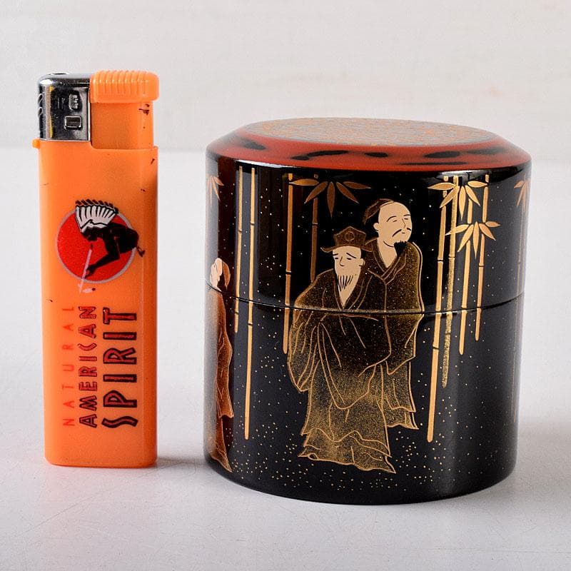 茶道具　吉田祥雲作　七賢人蒔絵　面根来塗　茶器　共箱　V　8157